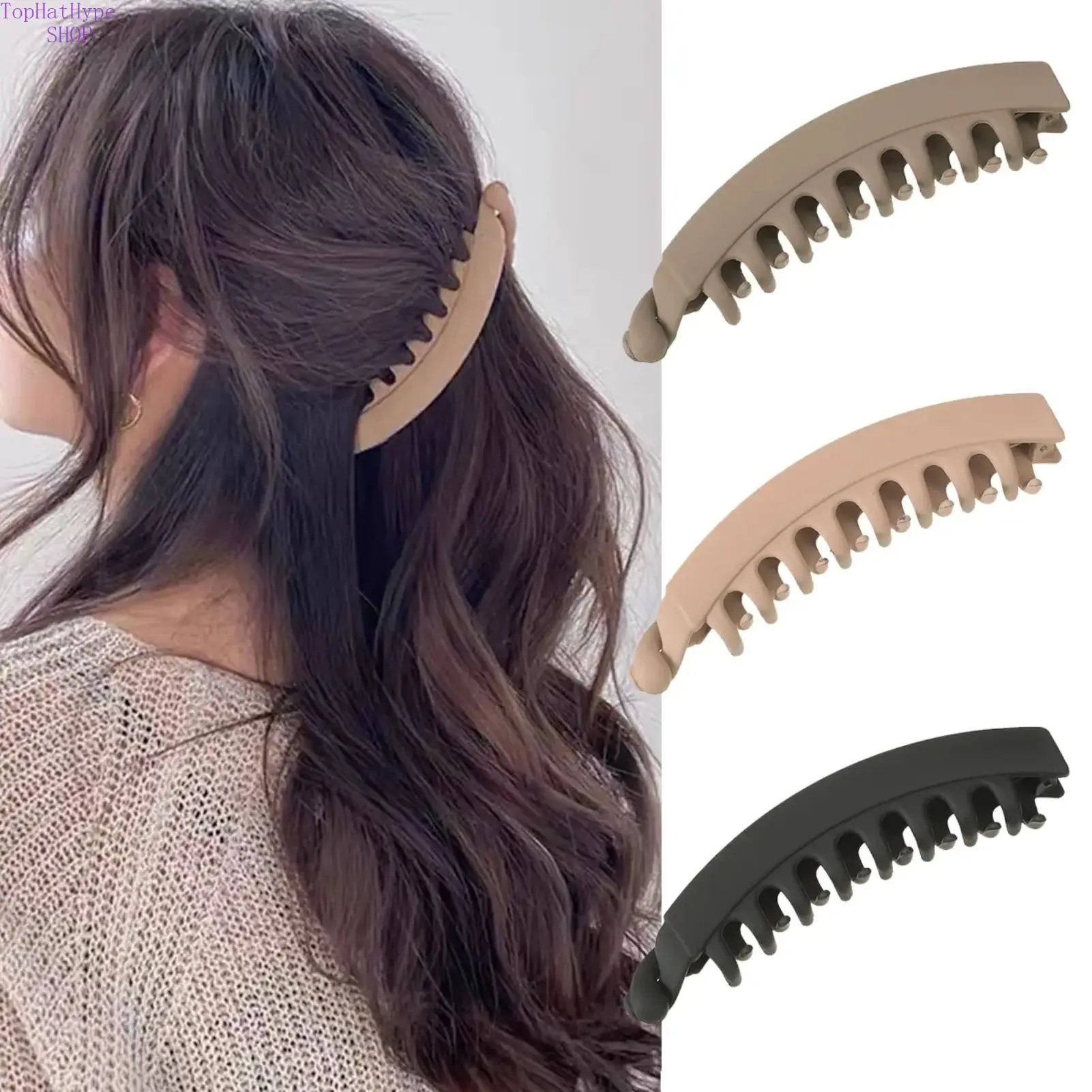 3Pcs 5.12 Inch Large Banana Clip Hair Clips, Volumizing Strong Hold Hair Claw Clips, Fashion Stylish Hair Accessories for Women, Non-Slip Durable Design Fit Thick & Thin Hair, Daily Hair Styling Essentials