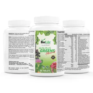 Biolife Alfa Plus Greens Advanced - Super Greens Multivitamin Fruit and Vegetable Supplements for Adults - Multi Vitamins and Minerals Superfood Greens for Men & Women - Green Superfoods 90 Tablets