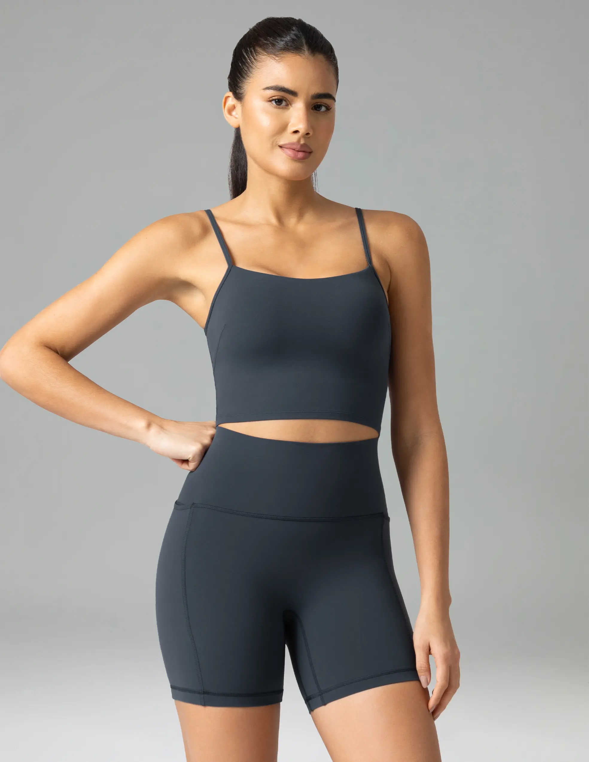 Colorfulkoala Women's Dreamlux Crop Tank Tops with Built in Bra Adjustable Workout Yoga Camisole Everyday