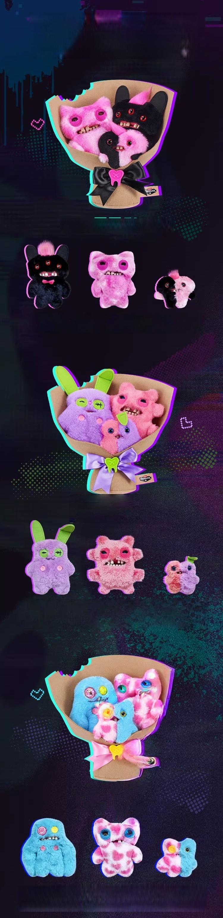 Fuggler Cute Teeth Monster Bouquet Series Ugly Cute Funny Trendy Toy Figurine Doll Set