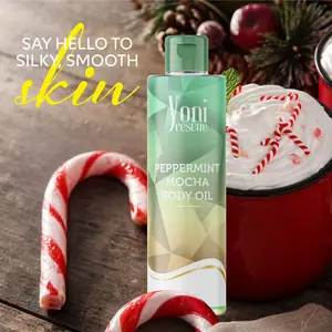 Peppermint Mocha  Body Oil, 4oz, with Apricot, Jojoba, Avocado Oils & Vitamin E, Fast-Absorbing, Nourishes and Hydrates Skin, Body Care