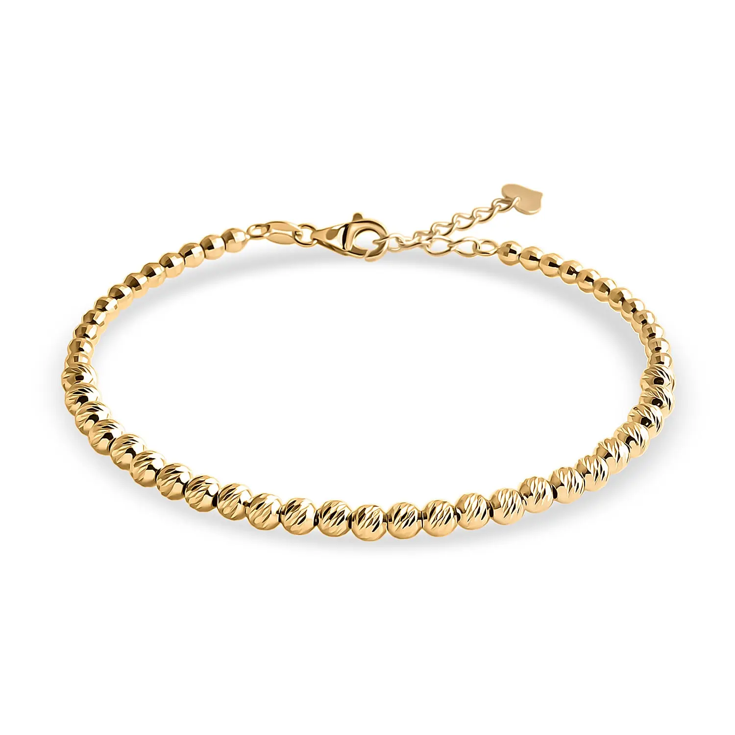 Luxoro Diamond-cut Beaded Bracelet in 10K Yellow Gold (7.25 In) 4.90 Grams