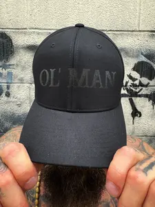 OL MAN BLACK ON BLACK FLEXFIT COTTON HAT
