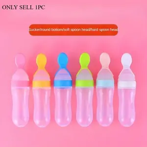 90ML Silicone Baby Bottle with Spoon and Bottle, Multifunctional Feeding Utensil for Food Distribution, BPA Free, Easy Clean