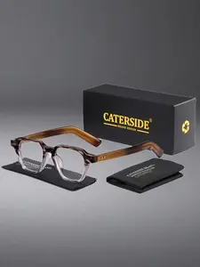 Caterside Classic Square Frame Glasses, Anti-Blue Light, PC Material, Casual Style, All Seasons, Available with Prescription Options