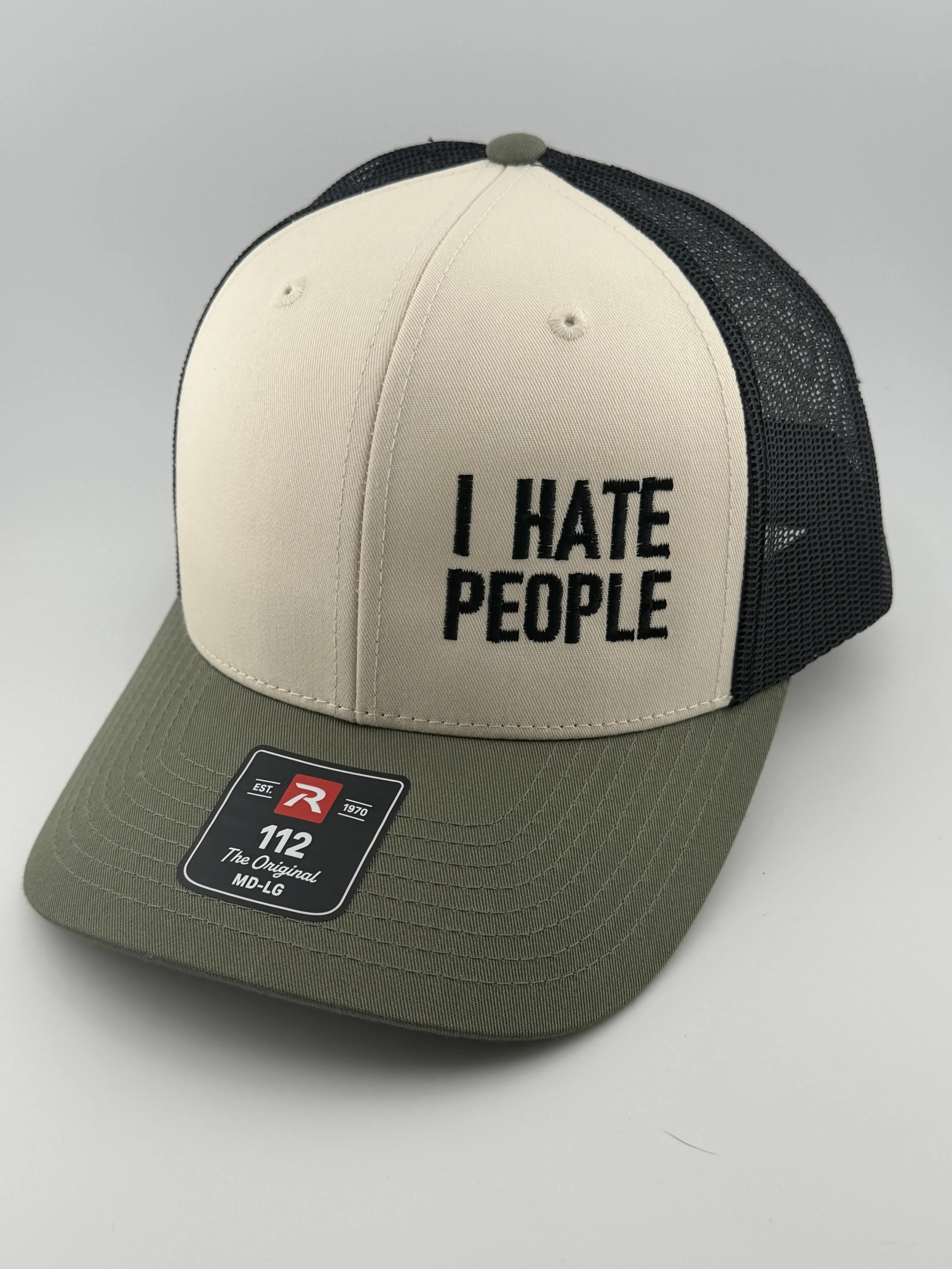 I Hate People Richardson 112 Trucker Hat Snapback Cap Mesh Back Adjustable One Size Fits Most Casual American Hat
