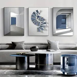 3pcs Set Living Room Canvas Print Pattern Abstract Art Blue White Blank Navy Blue Wall Decor Set for Home Living Room Bedroom Dining Room Decor Canvas Print Decor Replacement Ideal Gift,Easy to Hang Artistic Photo Decoration