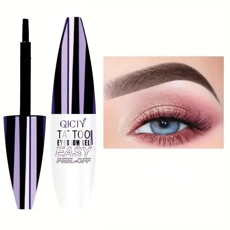 Easy Peel-Off Eyebrow Gel - Waterproof & Sweatproof, Long-Lasting Black or Brown Tattoo Tint, Medium Coverage for All Skin Types, Makeup Cosmetic