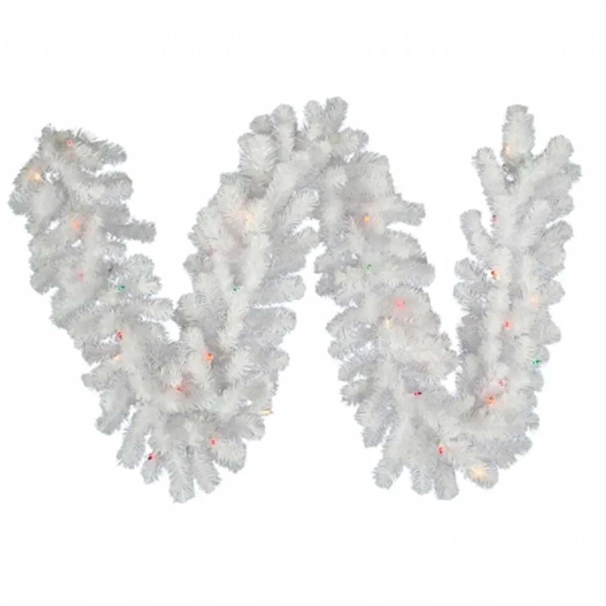 212 MAIN PVC Crystal White Frosty Garland, 9 ft x 12 in Classic Christmas Decor with 55 LED Multi Lights, Traditional Festive Home Supplies, Ideal Gifts