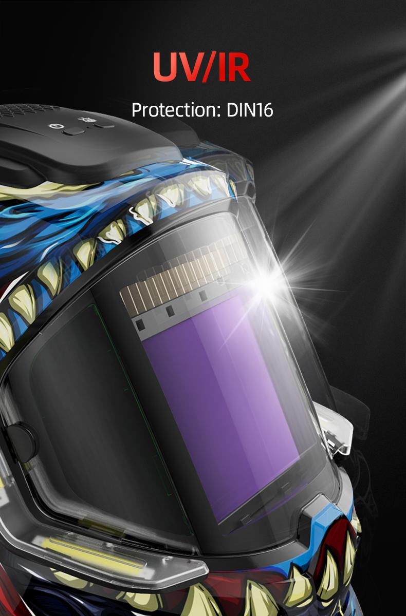 ANDELI MONERDB 4LED 3.94x3.74 Auto Darkening Welding Helmet with True Color Large Viewing Screen 6 Arc Sensors for MIG TIG ARC CUT Welding Heavy Duty Weldingmask Weldingcap