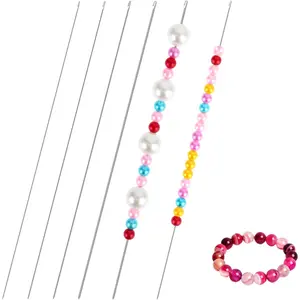 4 Pcs Bead Spinner Needles - 7 Inch Clip-Style, Long Straight Beading Thread Needles for Jewelry Making (0.4|0.5|0.6|0.7mm)