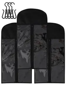 3pcs Wig Storage Bag with Hook, Transparent Dustproof Wig Hanger, Zipper Closure, Hair Extension Holder for Salons & Homes, Dust Cover
