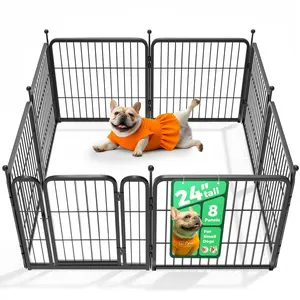 FXW Rollick Unleashed Dog Playpen for Indoor, Yard, RV Camping, 24"/32"/40"/45"/50" Height, 2/4/6/8/16/24/32/48 Panels for Small, Medium, and Large Dogs, Black/White│Patented