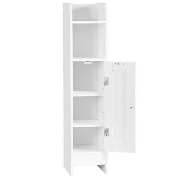 Zenstyle White Small Floor Standing Bathroom Cabinet Storage, Floor Cupboard with Door & Shelves for Home Organization, Home Storage Cabinet