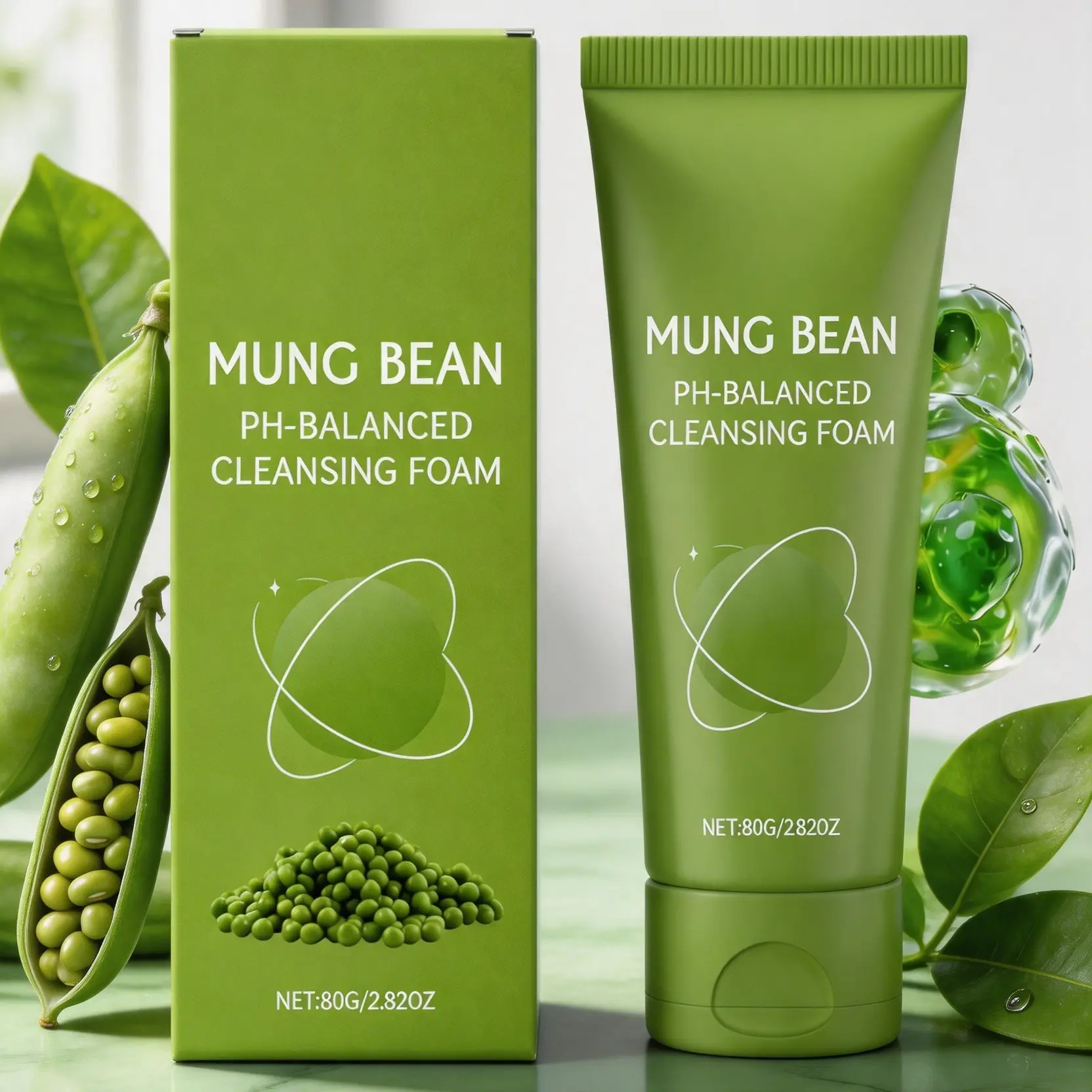 Mung Bean Gentle Cleansing Foam Cleanser - 2 to 2.9 fl oz Single Item, pH-Balanced Daily Moisturizing Face Wash for Pore Control, No Tightness