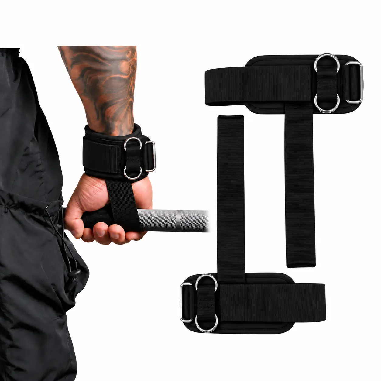Double D Ring Lifting Straps,2 in 1,Anti-slip grip tape D-rings are suitable for free weight and cable training Thickened cushioning, maximum support, padded back, thickened non-slip strap, providing excellent grip, Non-Slip Wrist Straps,fathers day gifts