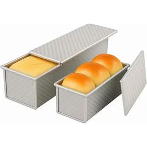 2-Pack Pullman Loaf Pan with Lid -Includes Two Size 13 * 5" & 8.4 * 4.8" Loaf Pan,  Textured Finish, Vented Bottom, Nonstick Bread Pan Set, Ideal for Sandwich Bread, Toast, Sourdough