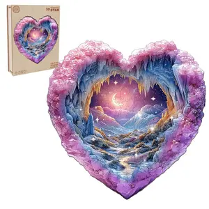 3D Romantic Star Wooden Jigsaw Puzzle for Adults and Kids Unique Shape Animal Wood Puzzles Challenging Puzzle Family Game Creative Gifts Laser Cut Durable HDF Wood Puzzle Colorful Floral Beautiful