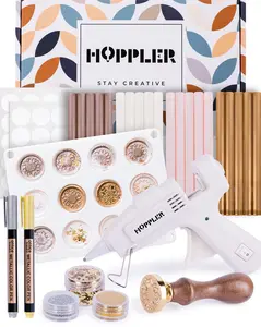 Hoppler Premium Wax Seal Kit with Sealing Wax Gun, Wax Seal Sticks, Wax Seal Stamp, 12 Cavity Silicone Wax Seal Mold, and Extra Additions to Make Seals Stand Out and Make Invitations in Bulk.