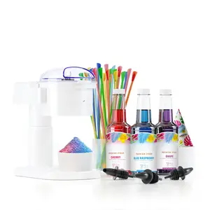 S700 Kid-friendly Snow Cone Machine Kit With 3-16oz. Syrup Flavors: Cherry  Grape And Blue Raspberry Plus 25 Cups Spoon Straws 3 Black Bottle Pourers