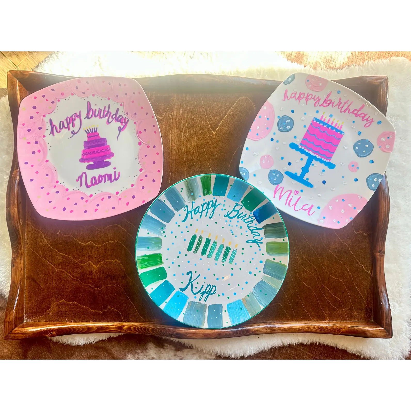 Custom hand painted birthday plates