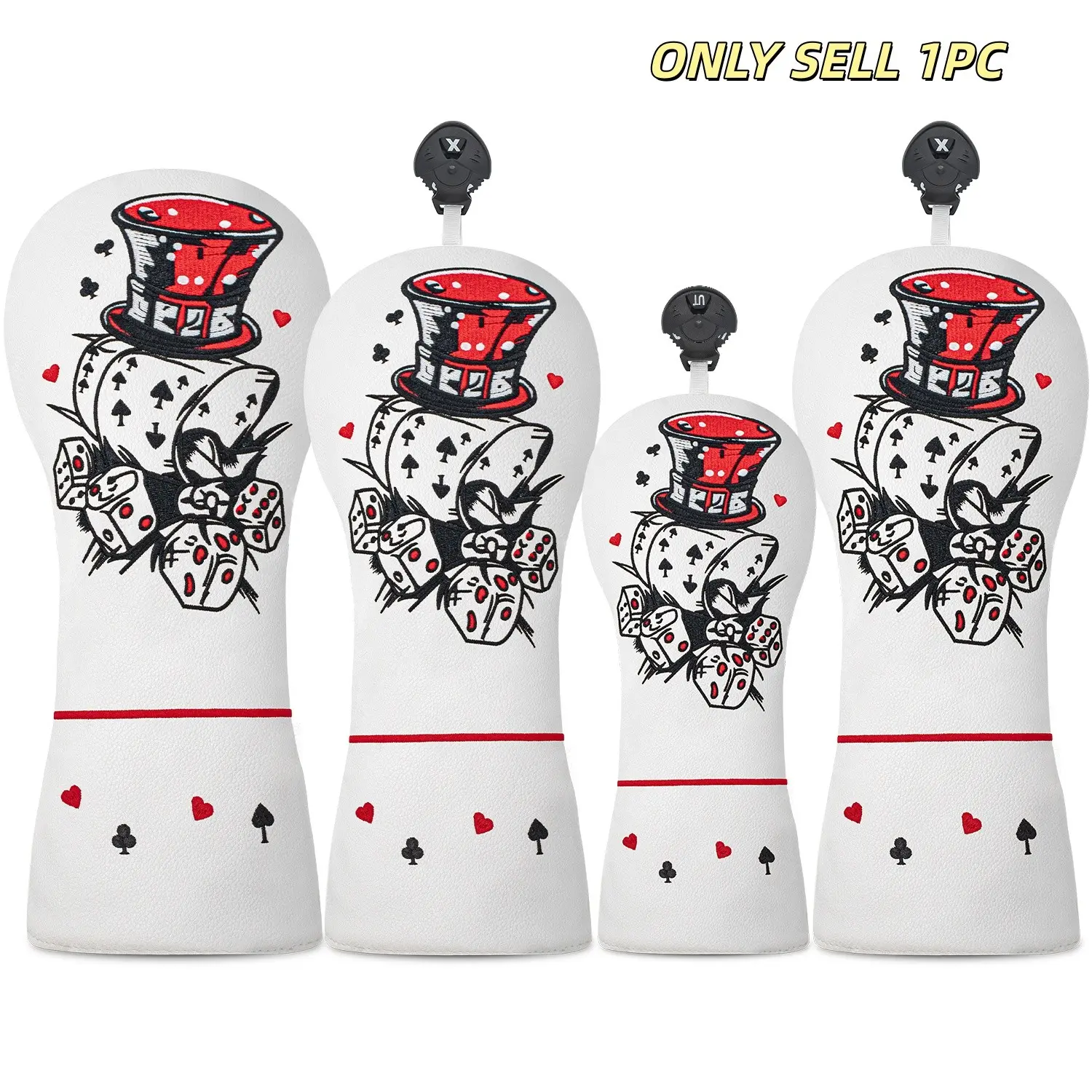 Fun Playing Card Dice Golf Headcovers, Retro Top Hat Design, Padded Protection, Durable Stylish Golf Accessory, Golf Equipment for Golfers
