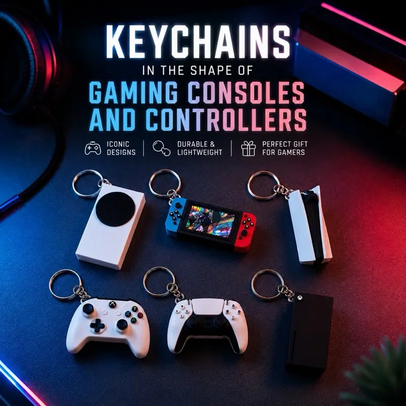 Mini Game Console and Controller Keychain - Silicone Material, Realistic Design, Perfect for Gamers, Fun and Functional Accessory