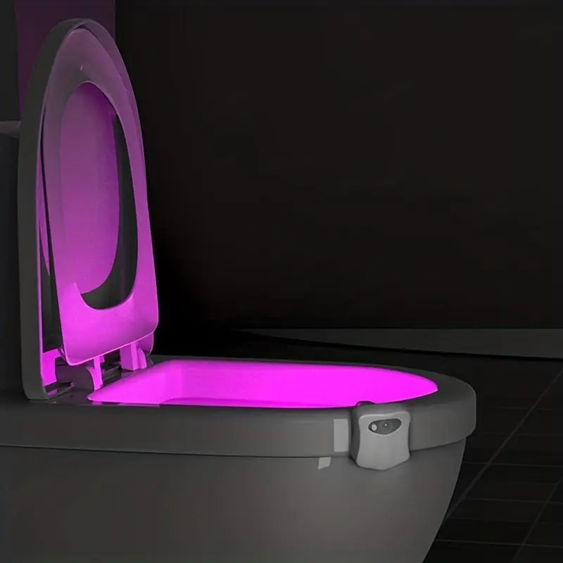 Battery Powered Toilet Sensor Light with 8 Colors, 1 Count Human Sensor Toilet Lid Light, Home Gadgets, Led Night Light, Valentine's Day Gift, Atmosphere Lighting, Led Mood Light, Ambient Led Lighting, Ambient Glow Light, Decorative Atmosphere Light