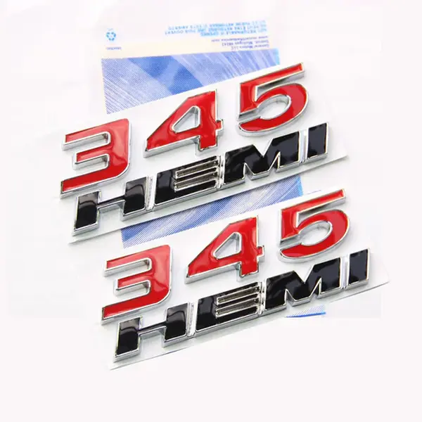 345 Side Emblem Set - 100% Brand New & OEM-Grade Quality ABS Plastic Premium Finish Peel & Stick Car Exterior Decals Stickers, Charger 345 Fit for Dodge Challenger, RAM 1500 Hemi Vehicles, Black/Red 2-Pack Performance Side Replacement, Vehicle Decoration