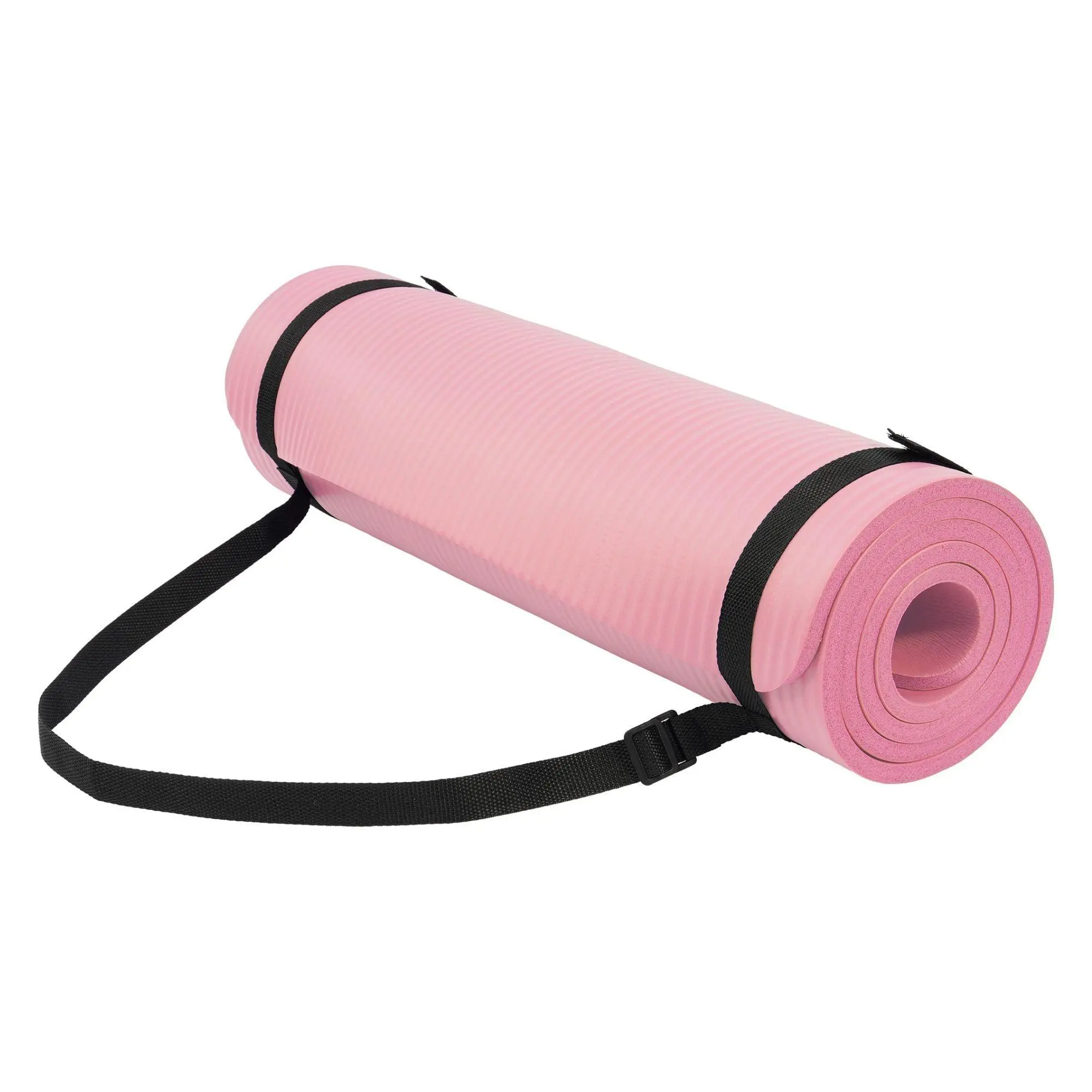 Fitvids 1/2" Thick High Density Exercise Yoga Mat, Carrying Strap, Pale Pink Fitvids 1/2" Thick High Density Exercise Yoga Mat, Carrying Strap, Pale Pink