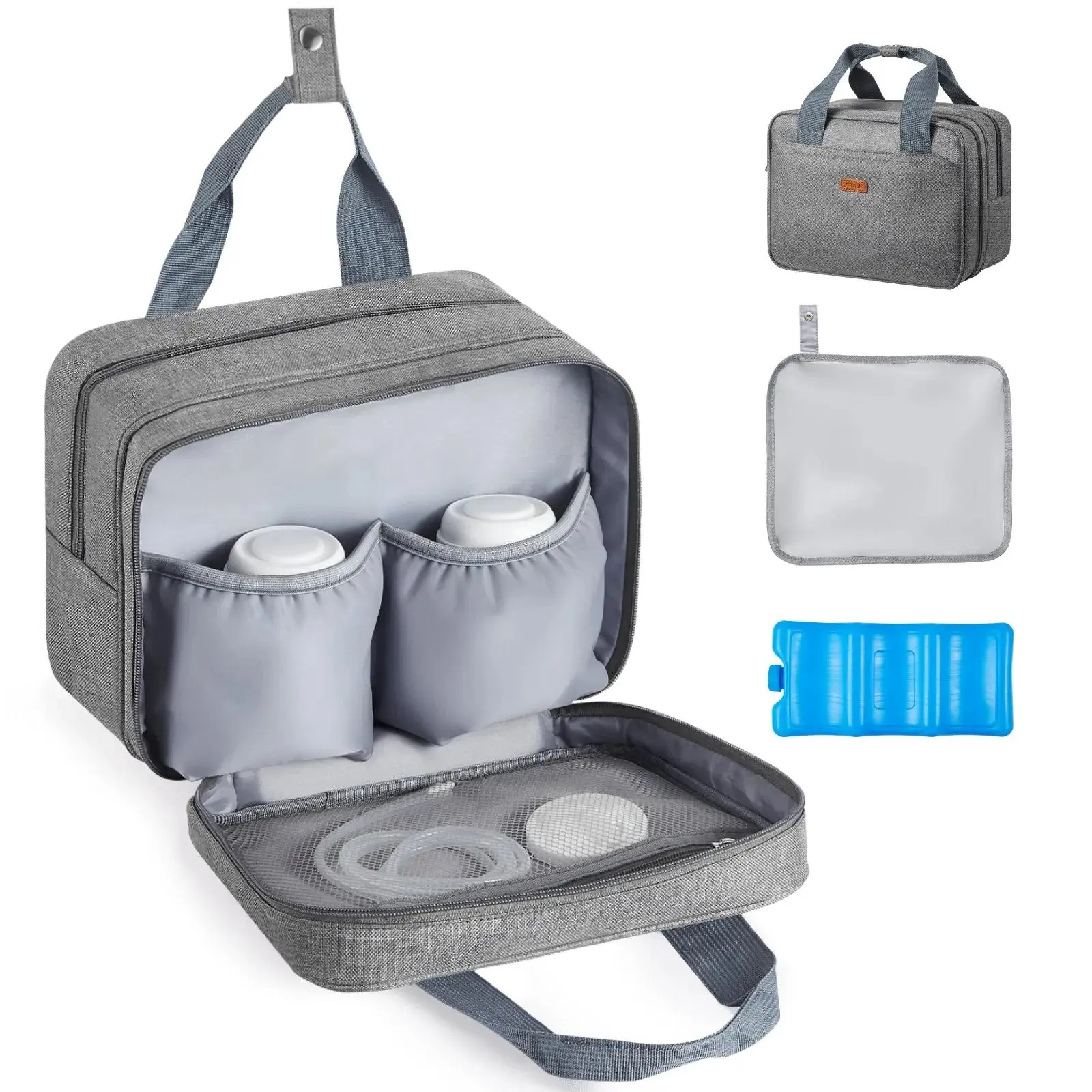 【summerfinds】VEVOR Wearable Breast Pump Bag, Breast Feeding Bag with Ice Pack, Fits for M5/M6, Pumping Accessories & Breastmilk Storage, Portable Pump Carrying Case for Work, Travel & Family Use, Grey