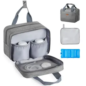【Summervibes】VEVOR Wearable Breast Pump Bag, Breast Feeding Bag with Ice Pack, Fits for M5/M6, Pumping Accessories & Breastmilk Storage, Portable Pump Carrying Case for Work, Travel & Family Use, Grey