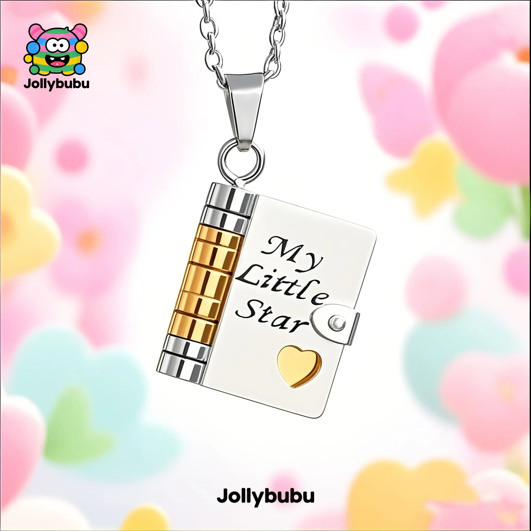 My Little Star Book Necklace for Daughter, Birthday Day Gift Graduation Jewelry of Love Flip Book Locket Necklace with Laser-Engraved Inspirational Quotes, Birthday or Graduation Gift, Keepsake Jewelry of Love