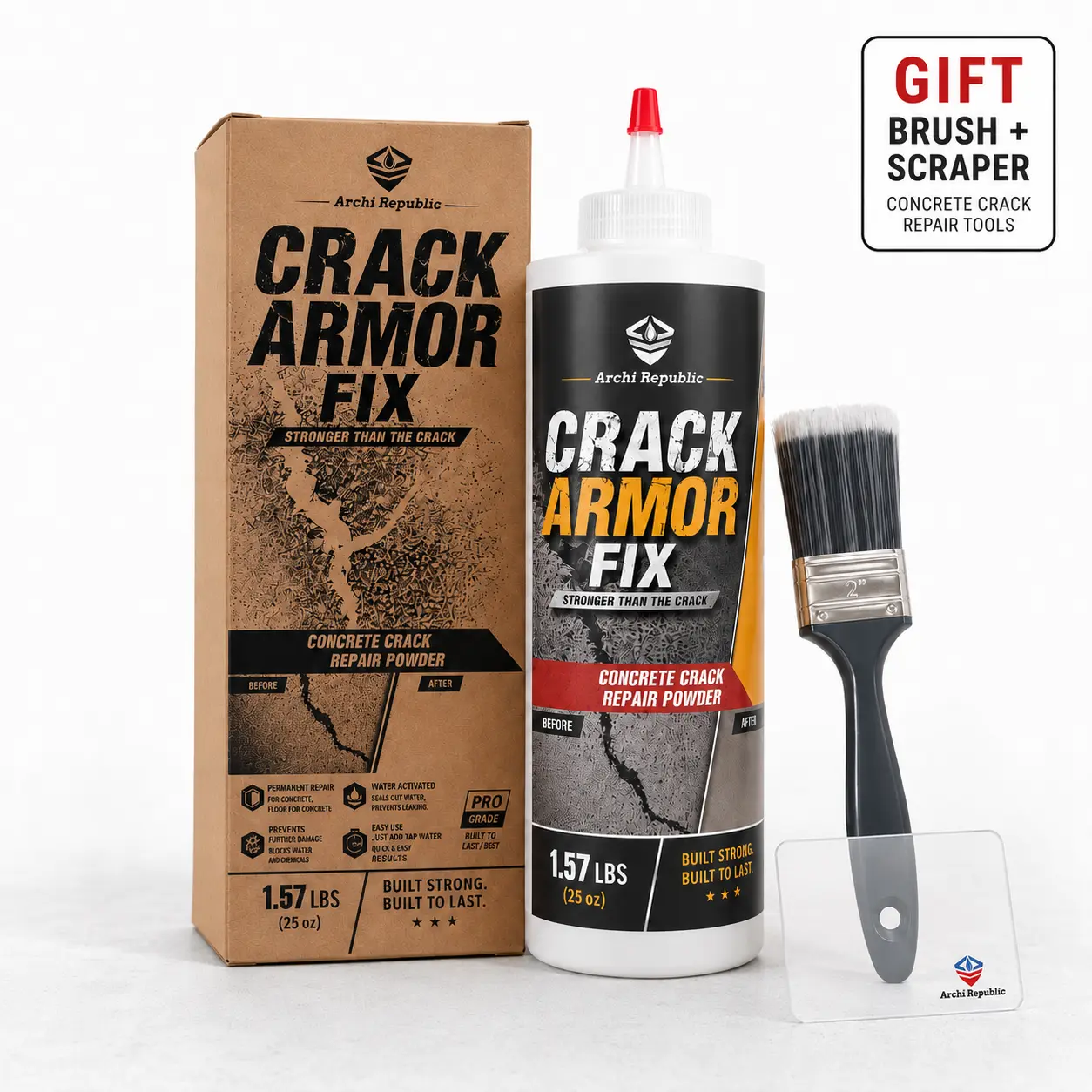 Concrete Crack Filler 1.57 lb | Water-Activated Fast-Set Repair for Driveway Cracks, Patio Gaps, Sidewalks, Basements & Garage Floors