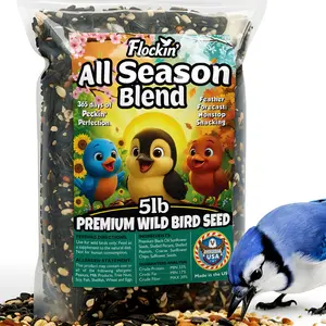 5lbs of All Season Bird Seed - Wild Bird Food for Blue Jays, Cardinals, Doves, Finches & More – Balanced High Energy All-Natural Blend, No Fillers – USA Made