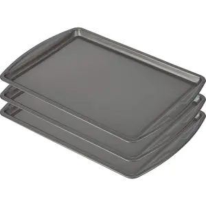 Everyday Nonstick Carbon Steel 13” x 9” Baking Sheet Set, 3 Pack, Standard-Sized Carbon Steel Cooking Pans Bakeware Set, Cookie Sheets for Baking Oven Pan Set