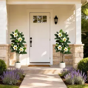 4/5/6FT Tall Artificial Tree, Large Fake Plant with Magnolia/Pink Blooms, Potted Faux Floor Greenery Ideal for Home Office Living Room Decoration