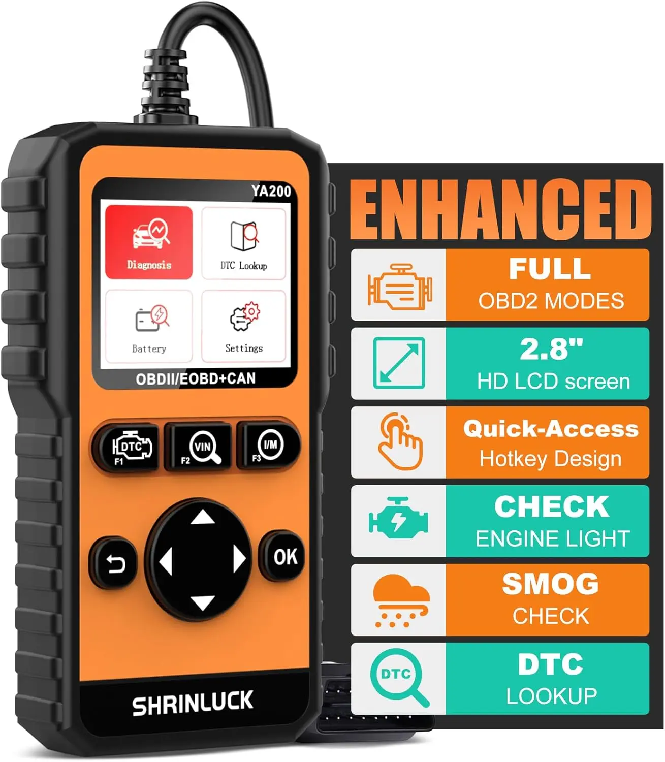 Y2 2.8'' Color Graphing Screen OBD2 Scanner Diagnostic Tool,Enhanced PRO Check and Reset Engine Fault Code,DTC Lookup,O2 Sensor Test,Live Data,Freeze Frame,OBDII Code Reader Tool for All Cars