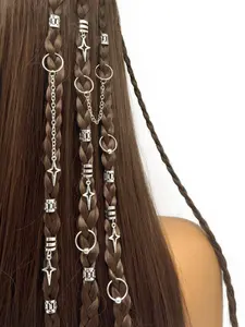30pcs Hair Beads Hair Cuffs, Braiding Hair Rings, Alloy Hair Charms for Loc Braids, Adjustable Metal Braid Hair Jewelry, Trendy