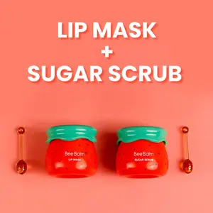 Bee Balm Watermelon Lip Mask & Sugar Scrub Set – Hydrating & Smoothing Lip Care Duo Moisture Gentle- Natural Lip Care & Lip Gloss Shine -Lipgloss