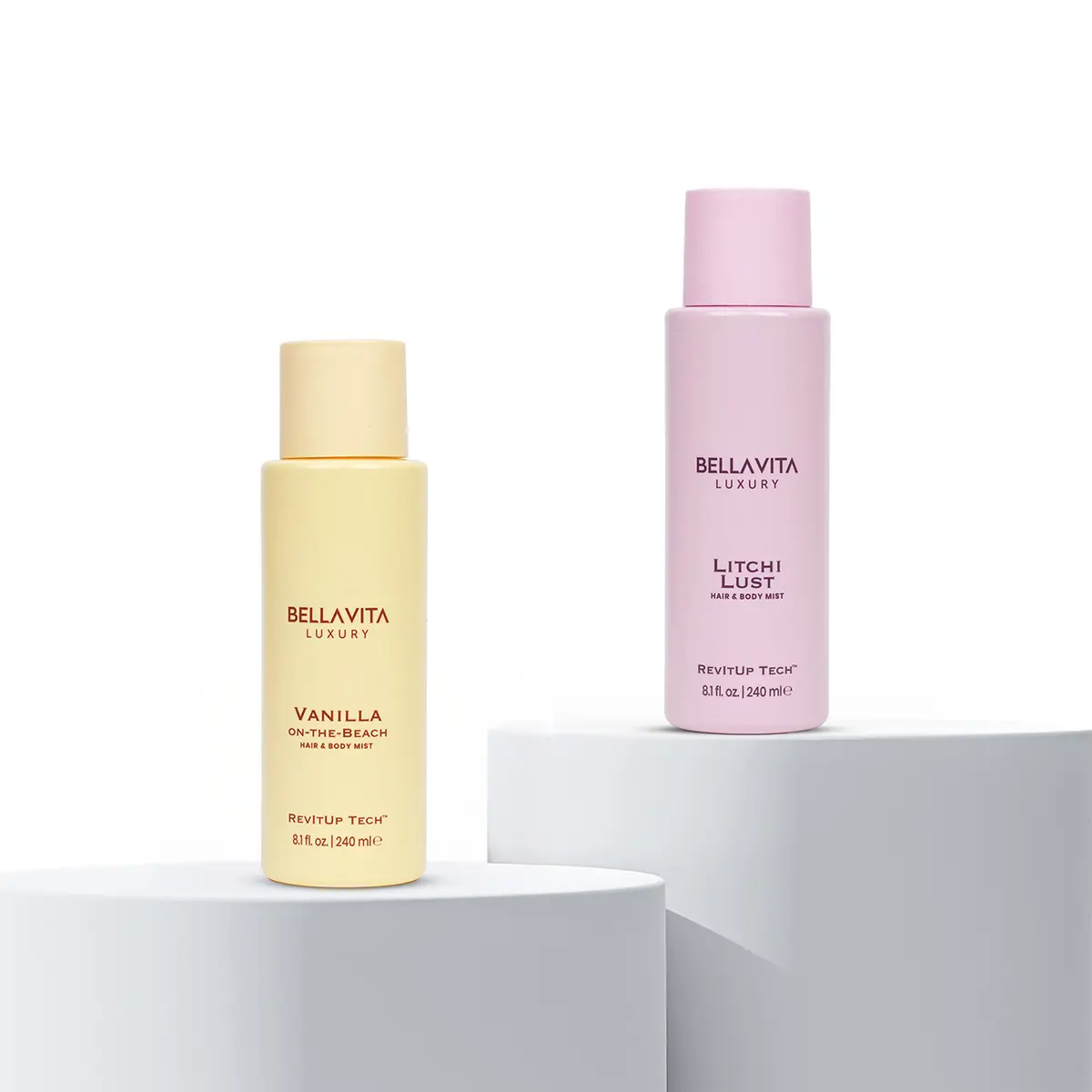 Bellavita Luxury Vanilla-on-the-Beach & Litchi Lust Hair & Body Mist | TikTok Exclusive Body & Hair Mist Bundle |  2X240ml (2X8.11 Fl. Oz.)