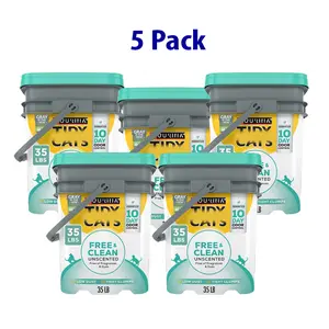 5 Pack Free & Clean Unscented Clumping Multi-Cat Litter, Odor Control Formula, 35 lbs