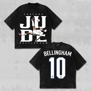 Jude Bellingham T-Shirt, England Number 10 Tee, JUDE Soccer Graphic Top, England Football Shirt, ENG Midfielder National Team Merch, Vintage Acid Wash Three Lions Apparel, Men Women Short Sleeve Heavyweight Premium Black Wear