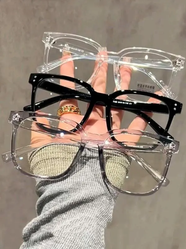 3 pair of simple and comfortable anti-blue light square frame eyeglasses, unisex fashionable and versatile, suitable for office and daily wear, effective filtering of blue light eye protection, but also Mother's Day gift selection!