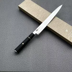 TONG GANG 10.5" Japanese Yanagiba Sashimi Knife, 10Cr15CoMoV Steel Blade, Ebony Wooden Handle, Professional Restaurant Kitchen Precision Durable Kitchenware