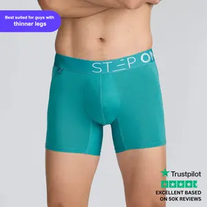 Step One Men's Trunk - Green Slate, Anti-Chafe, Breathable Bamboo Fabric, UltraGlyde Panels, Hidden Elastic Pouch, Premium Underwear, Athletic Daily wear