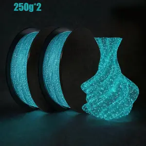 Tech Print3d Pla Glow-In-The-Dark Filament, ±0.02 Mm Precision, Ideal for 3D Printing with UV Light Support, Pack of 2 Spools (250g)