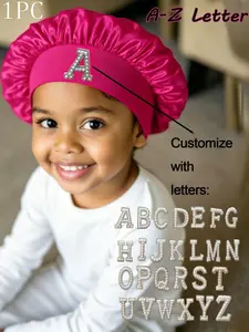1PC A-Z Letter Sleep Cap for Kids, Elastic Comfortable Hair Protection Bonnet, Suitable for 3-8 Years Old Children, Casual Style Hat, Toddler Hat, Adjustable Cap