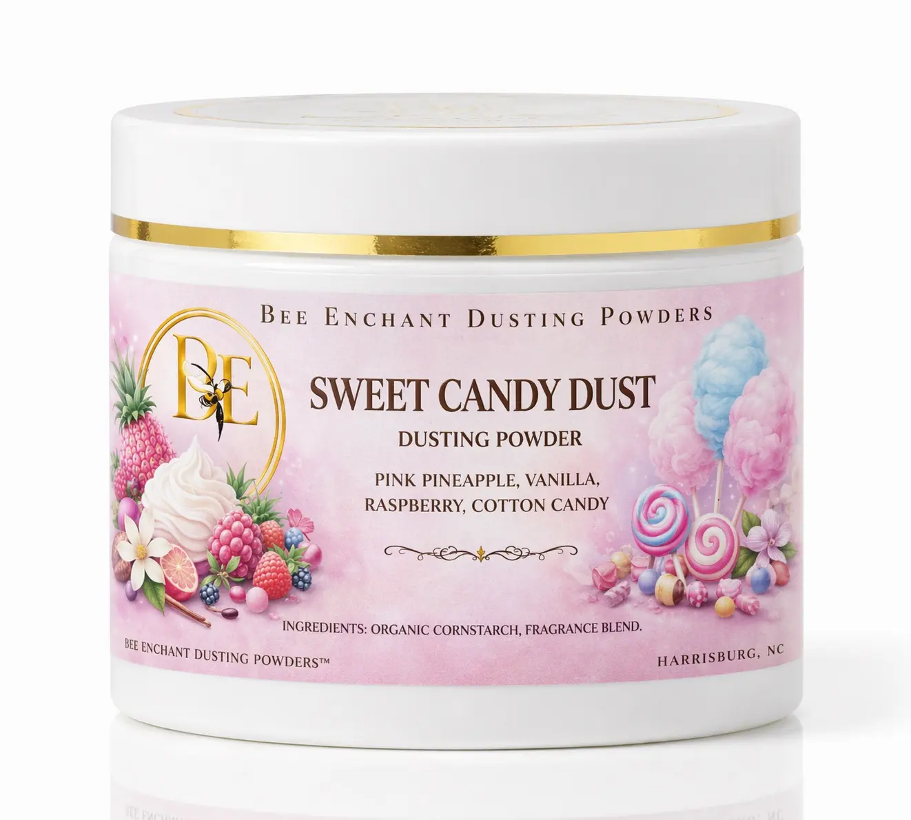 Bee Enchant’s Sweet Candy Dust Custom Body Dusting Perfume Powder- Scented - Finely Milled powder Talc-Free Fragrance Vanilla Daily- Natural Shower Powder