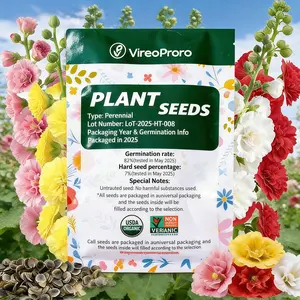 200 Heirloom Alcea rosea Perennial Hollyhock Flower Seeds - Tall Double Blooms, Pollinator Magnet - for Outdoor Gardens, Cottage Borders, Perennial Flower Seeds